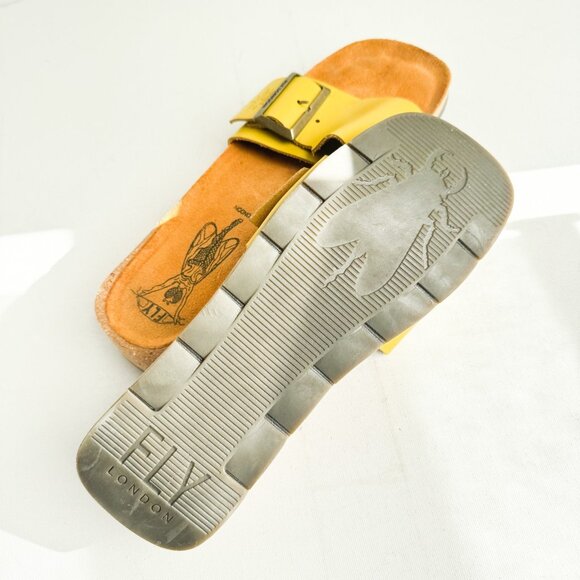 Fly London Yellow Leather Comfort Slides 39 - Picture 7 of 10